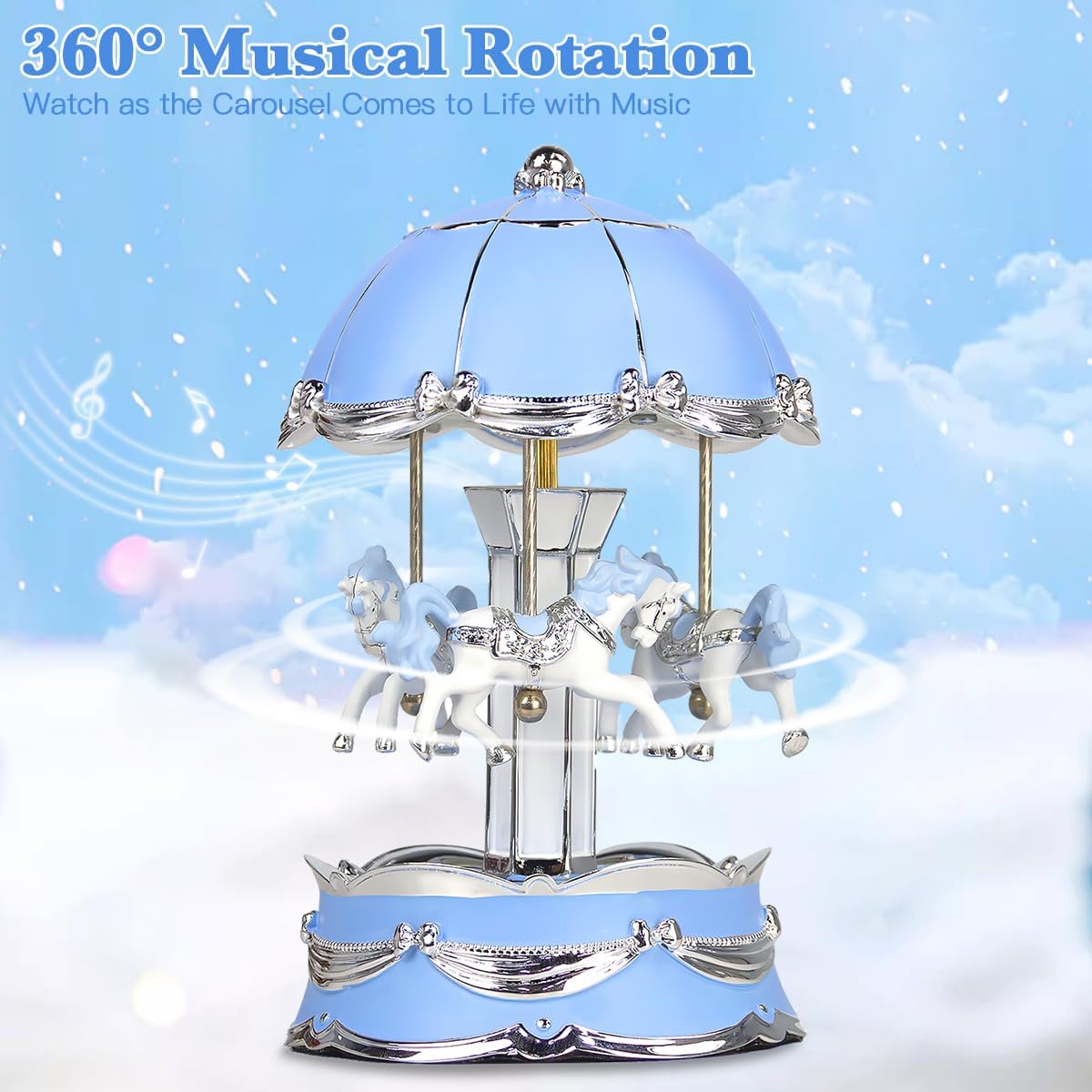 Carousel Horse Music Box Gifts You Are My Sunshine Blue