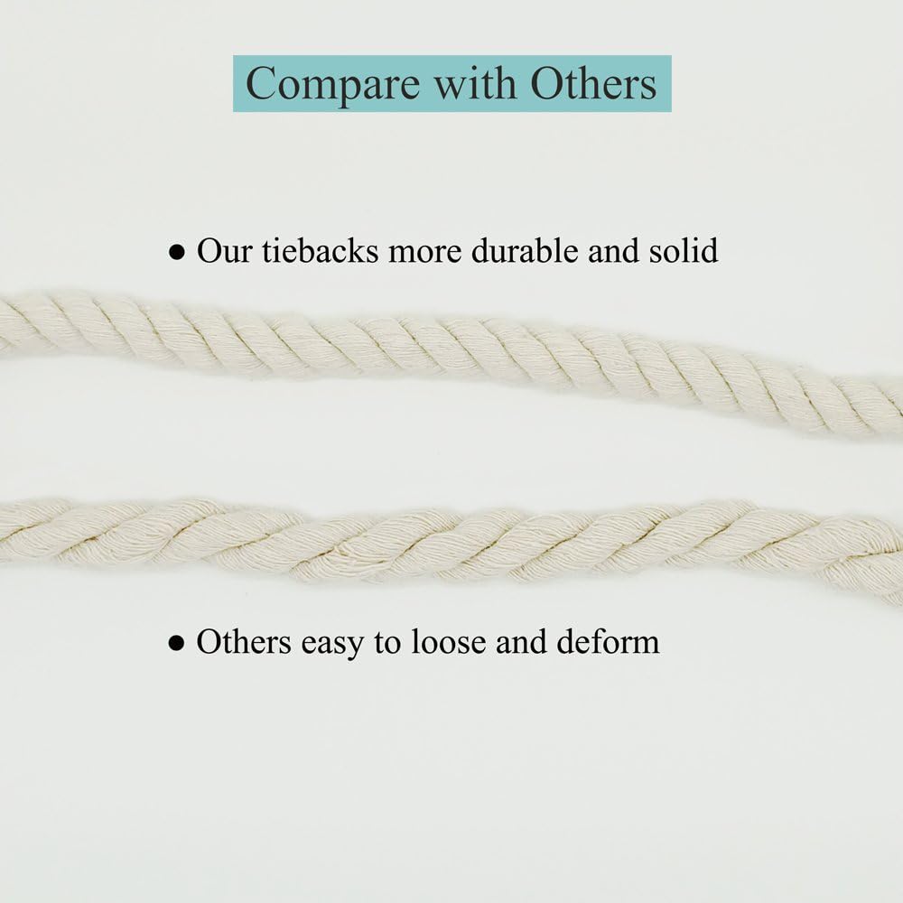4 Pack Rustic Cotton Rope Curtain Tiebacks
