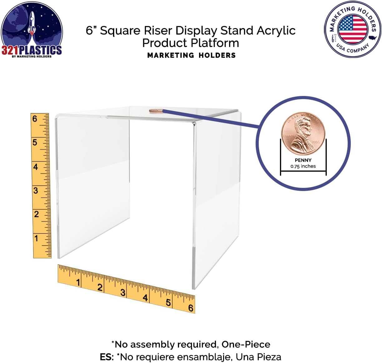 6 Clear Acrylic Display Riser Jewelry Showcase