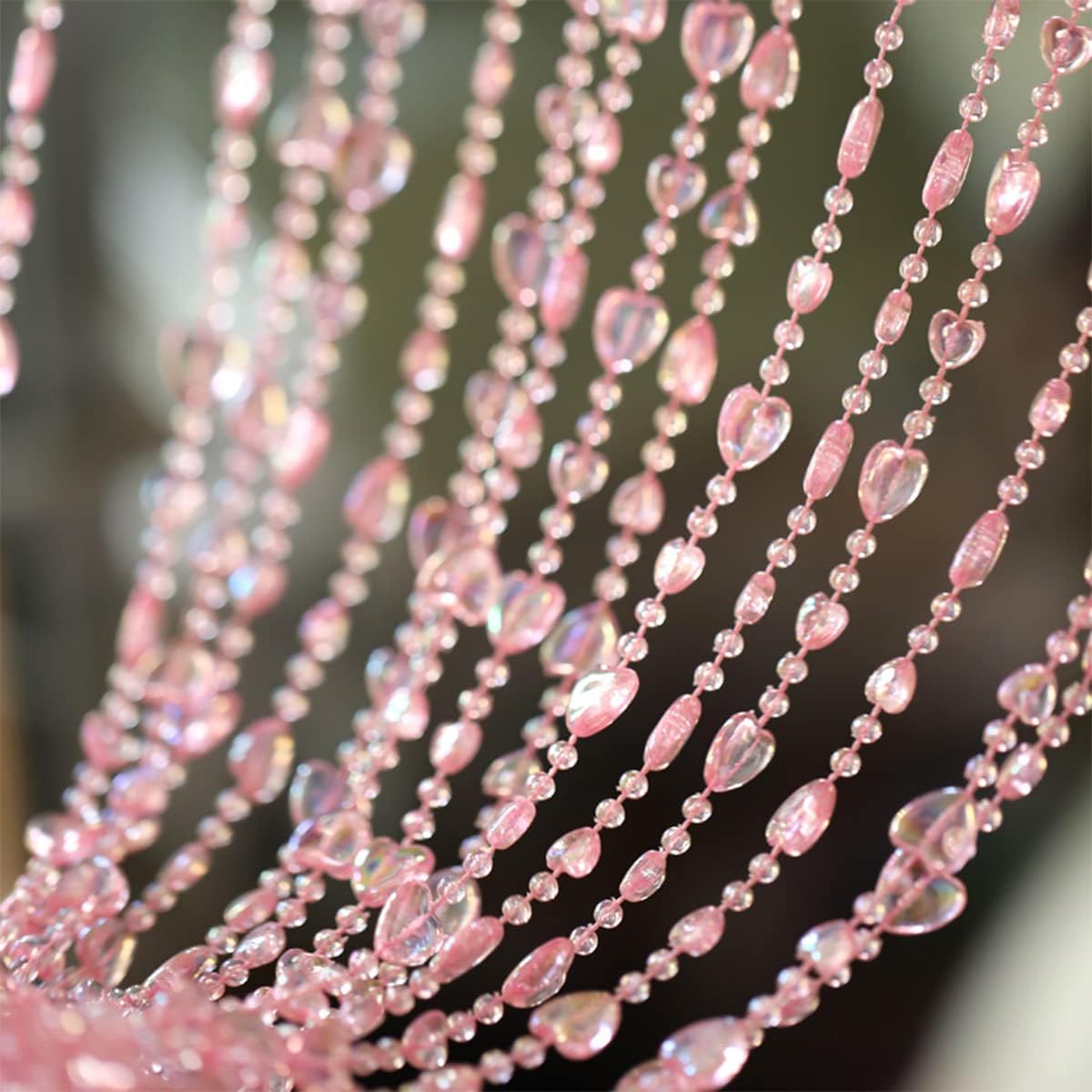 QueenBox 472in 20pcs Clear Heart Curtain Pink