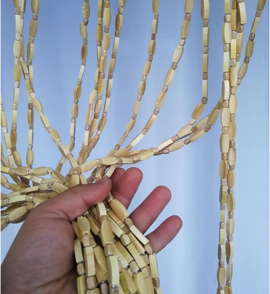 ZHOUXIAO Bamboo Wood Bead Curtain for Doorways and Room Dividers