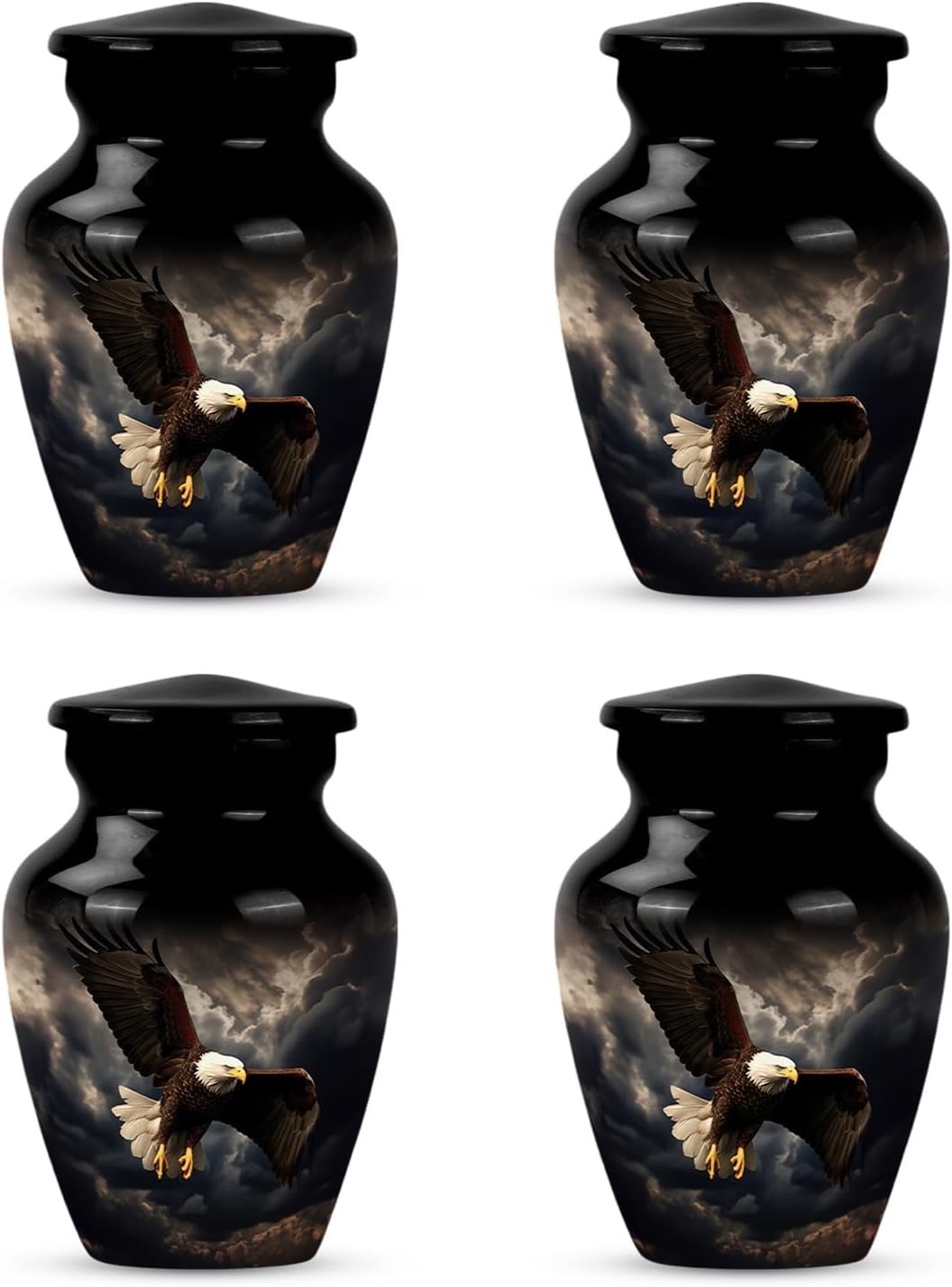 Black Eagle Cremation Urns for Human Ashes 3 Inch 4 Pcs