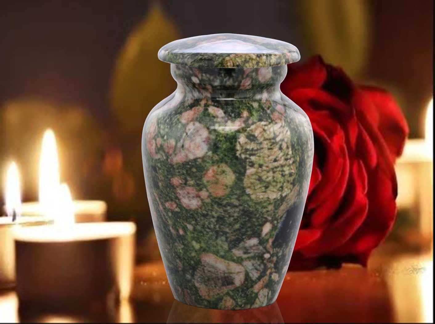 Small Keepsake Cremation Urn Marble Finish Metal