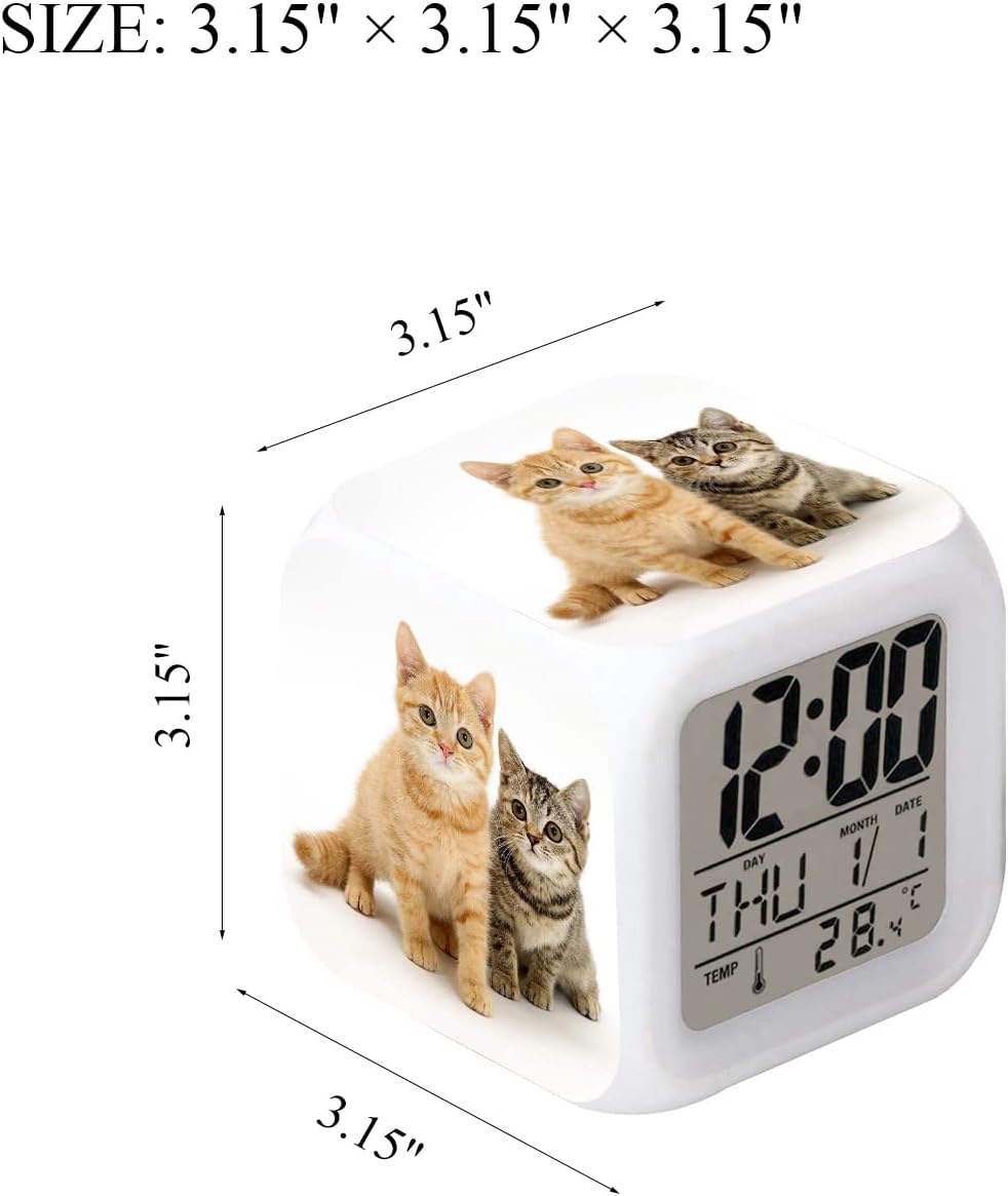 LED Alarm Clock with Cat Pattern and Glowing Lights