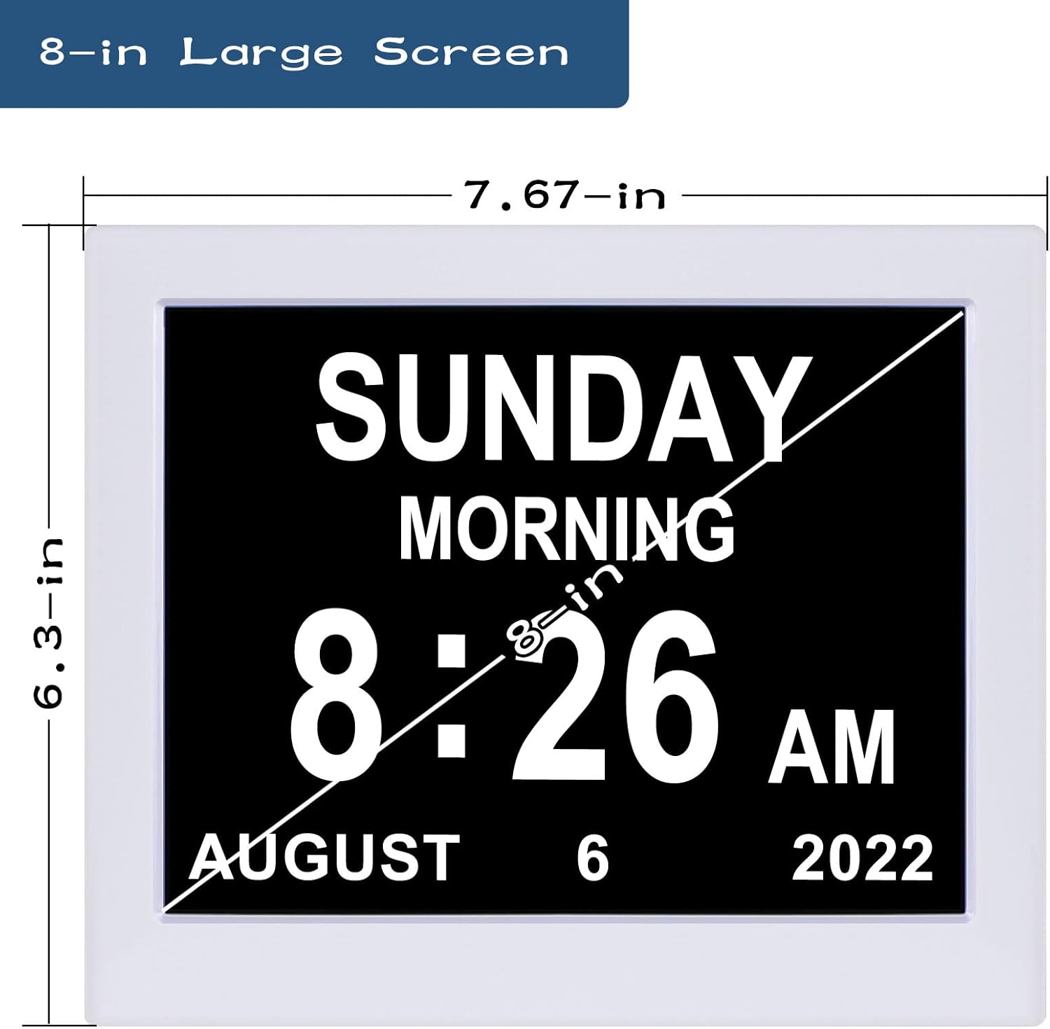 Digital Day Date Time Clock for Seniors with Medication Reminders