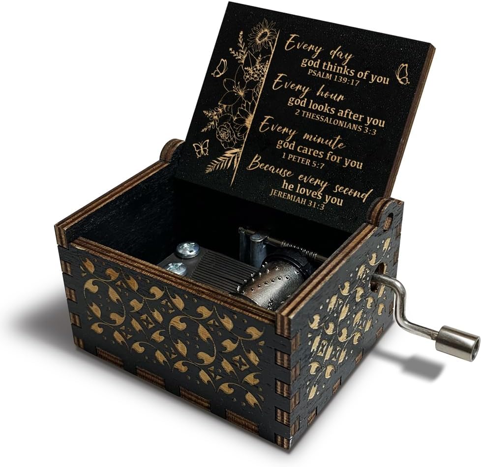 Christian Music Box with Engraved Scripture