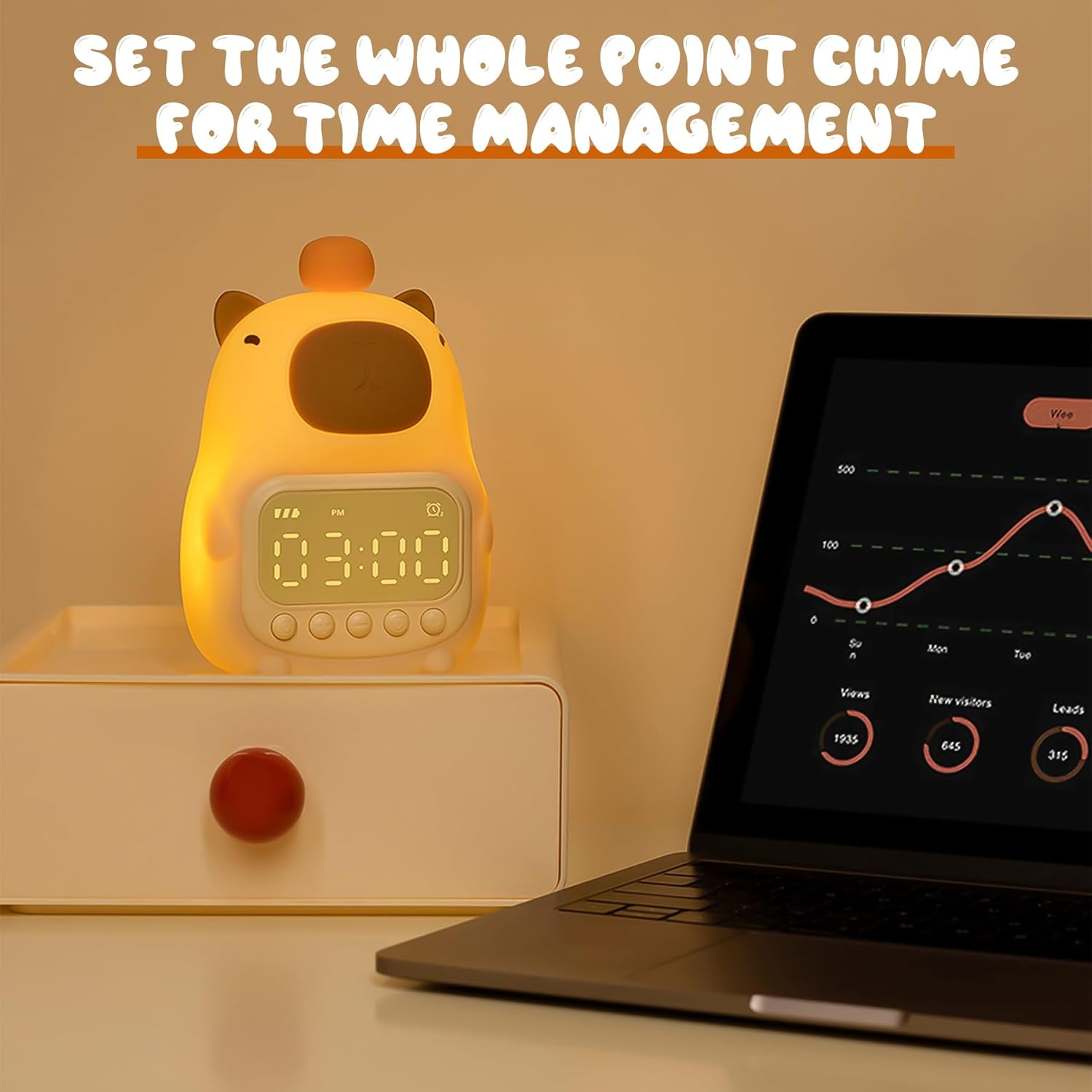 Capybara Night Light with Digital Clock