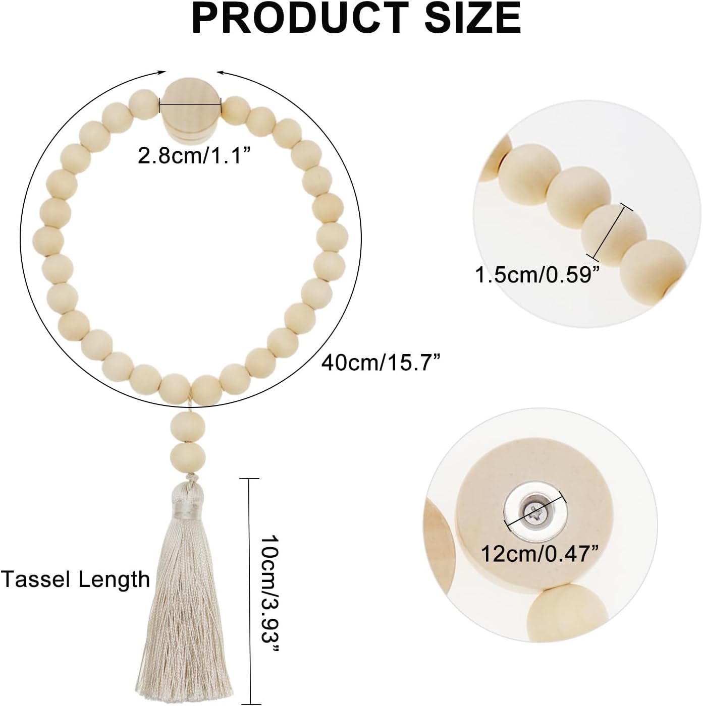 Magnetic Tassel Curtain Tiebacks - Set of 4 Beige