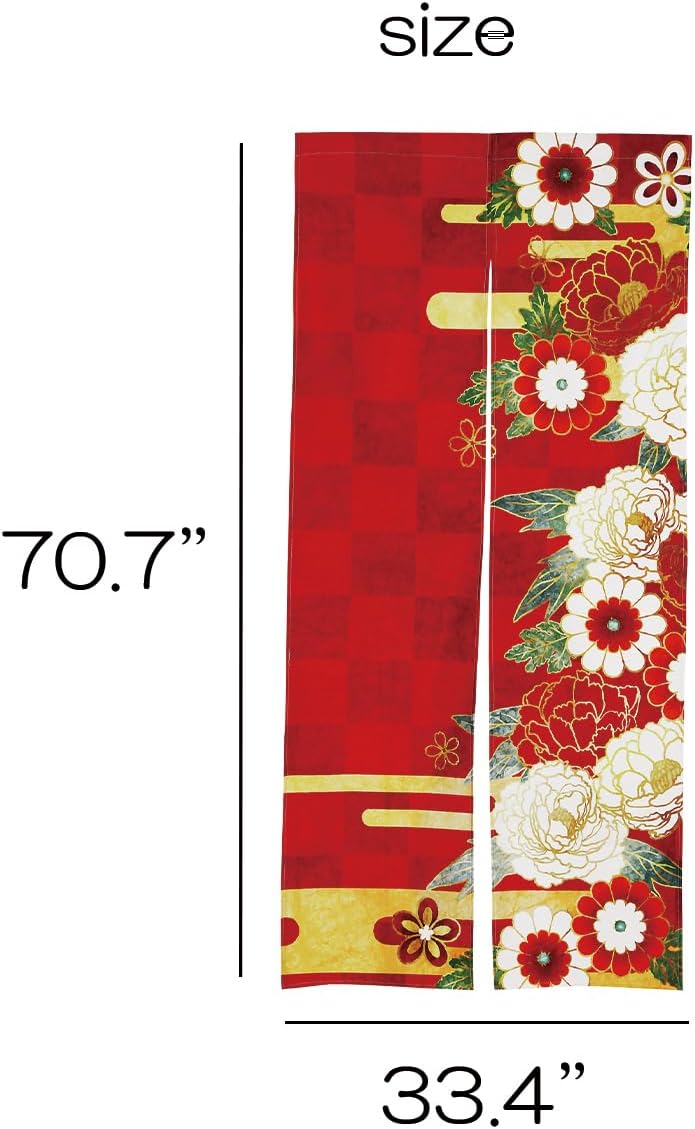 Noren Japanese Doorway Curtain with Tree Peony Design