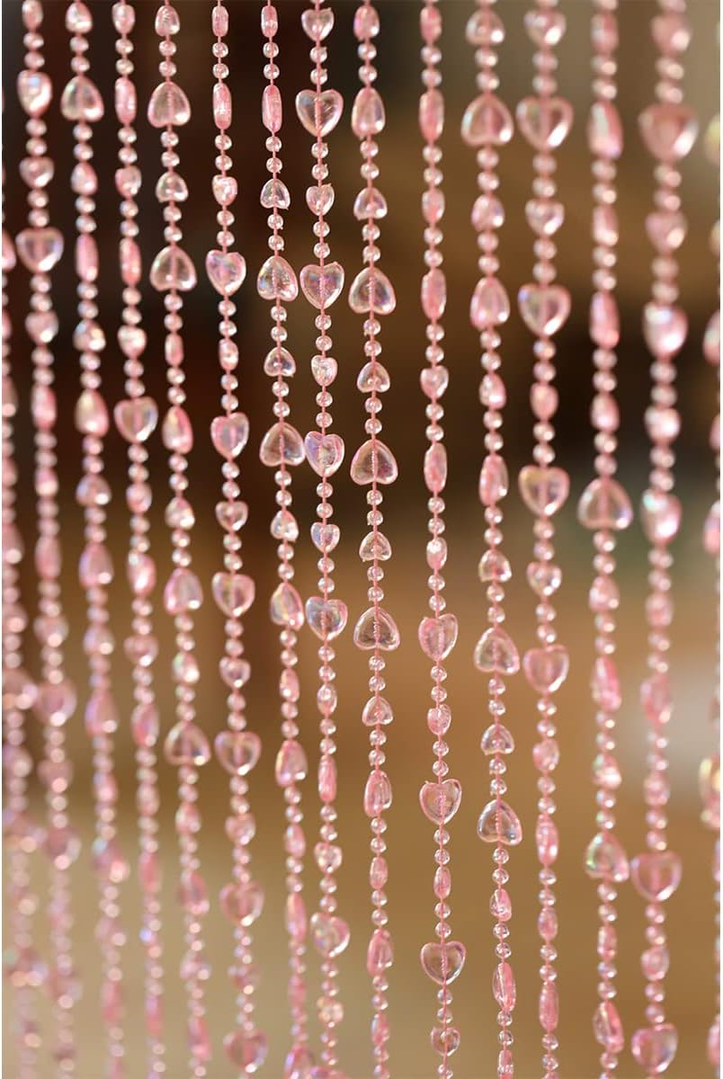 QueenBox 472in 20pcs Clear Heart Curtain Pink