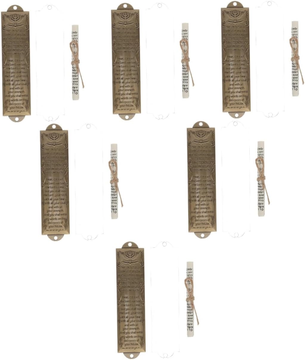 IMIKEYA 6 Set Hebrew Pomegranate Mezuzah Bronze Decor