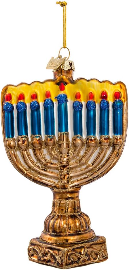 Kurt S Adler 4 1 2 Inch Noble Gems Glass Menorah Ornament