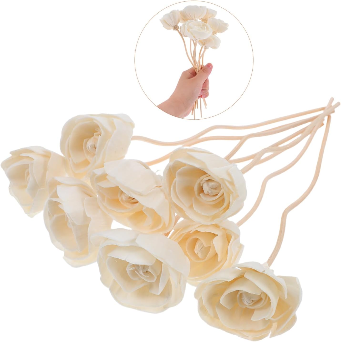 StobaZA Aroma Diffuser Sticks 8pcs Natural Rattan with Flower Design