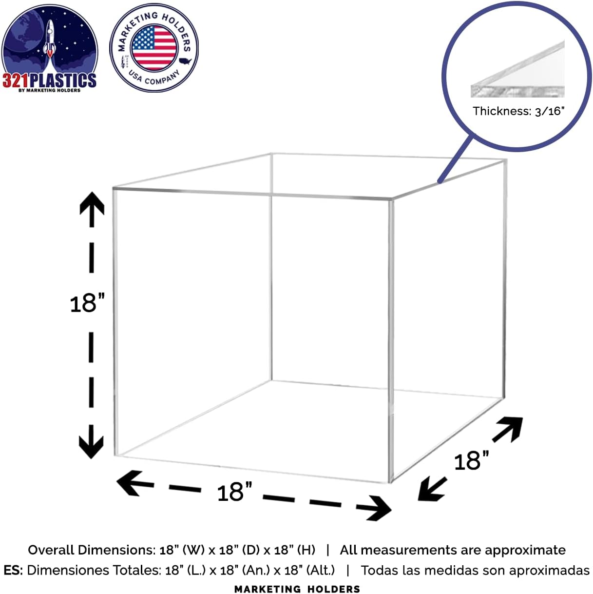 18 Inch Clear Acrylic Display Riser Box for Home and Events
