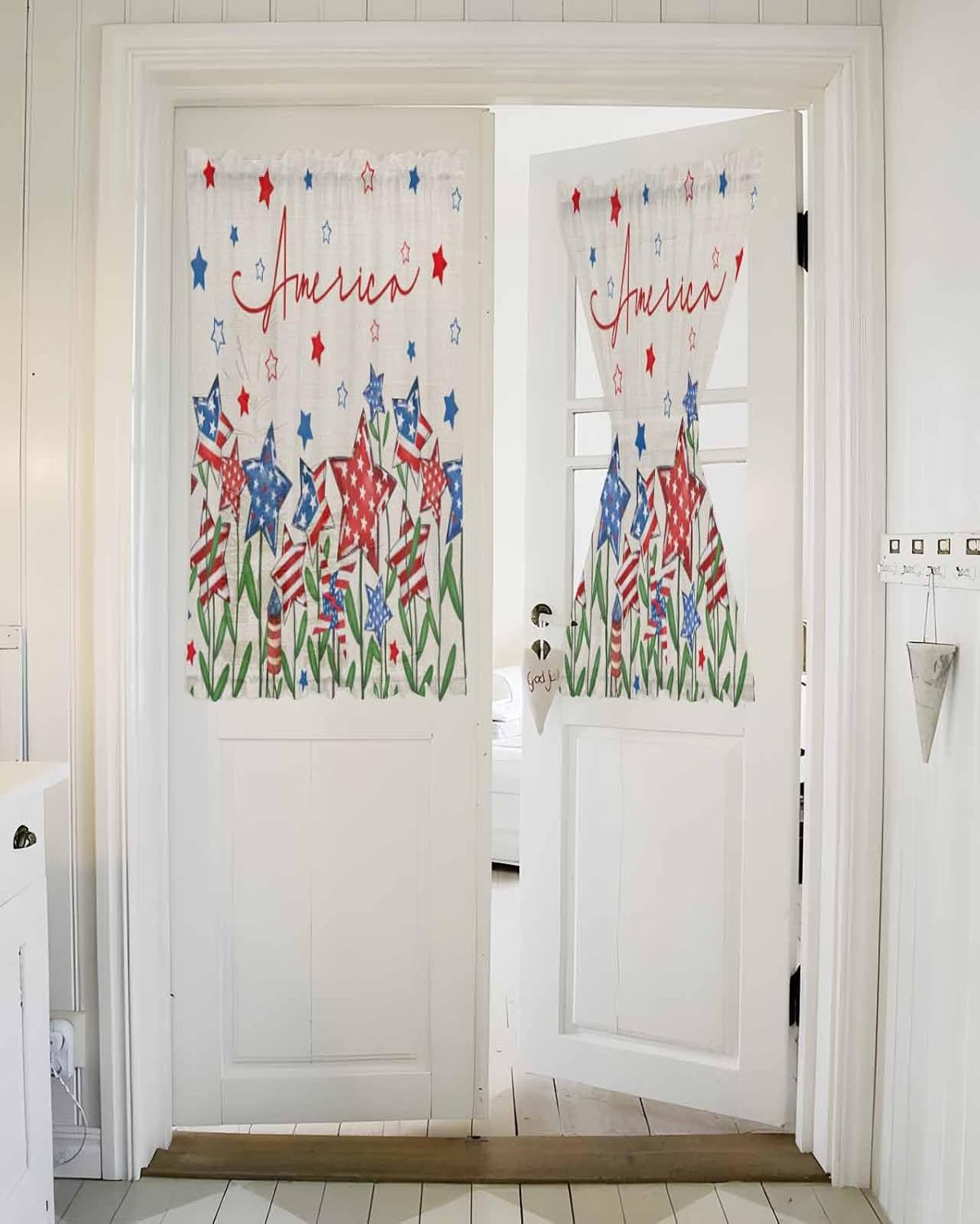 Independence Day Front Door Curtain with Tiebacks