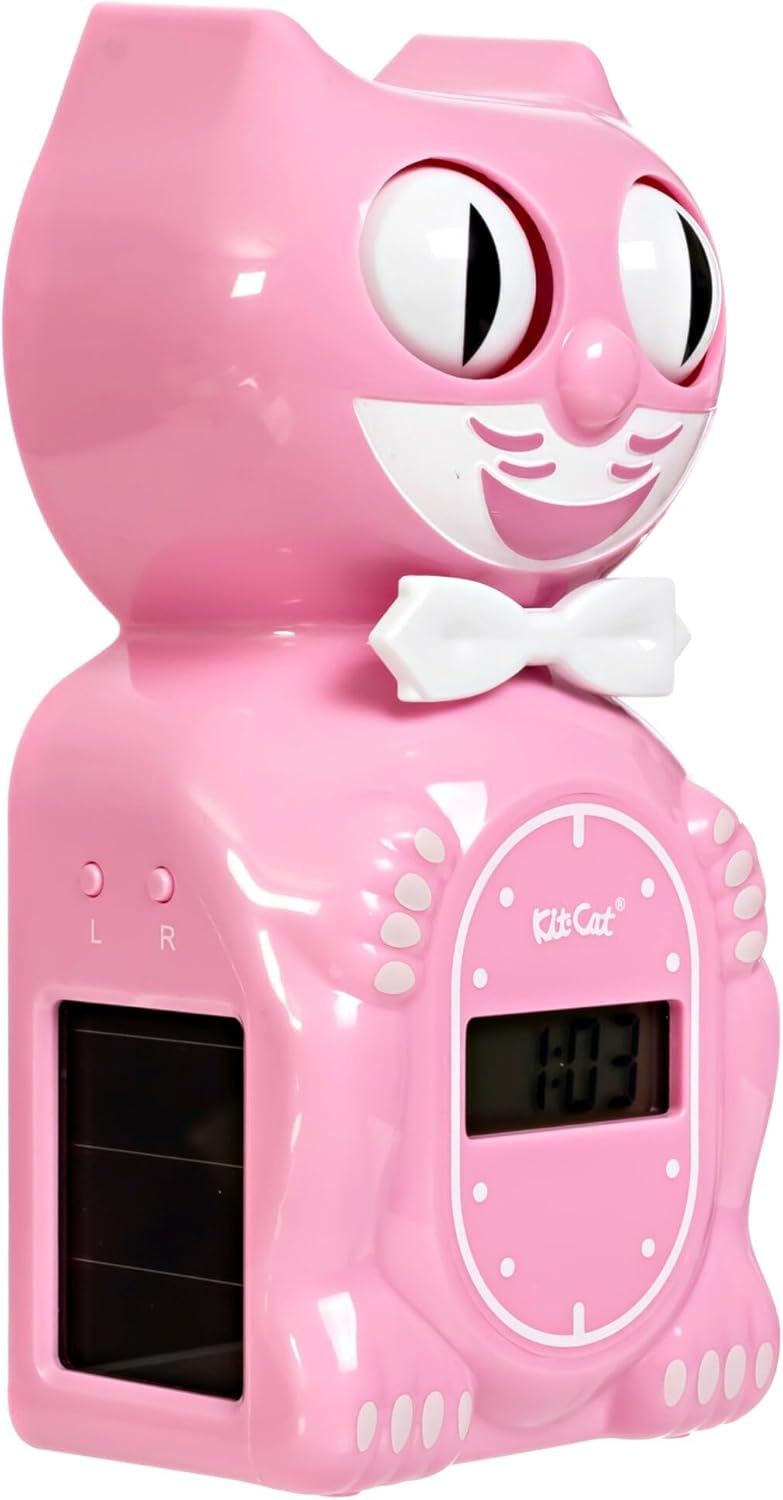Solar Kit Cat Digital Alarm Clock - Satin Pink