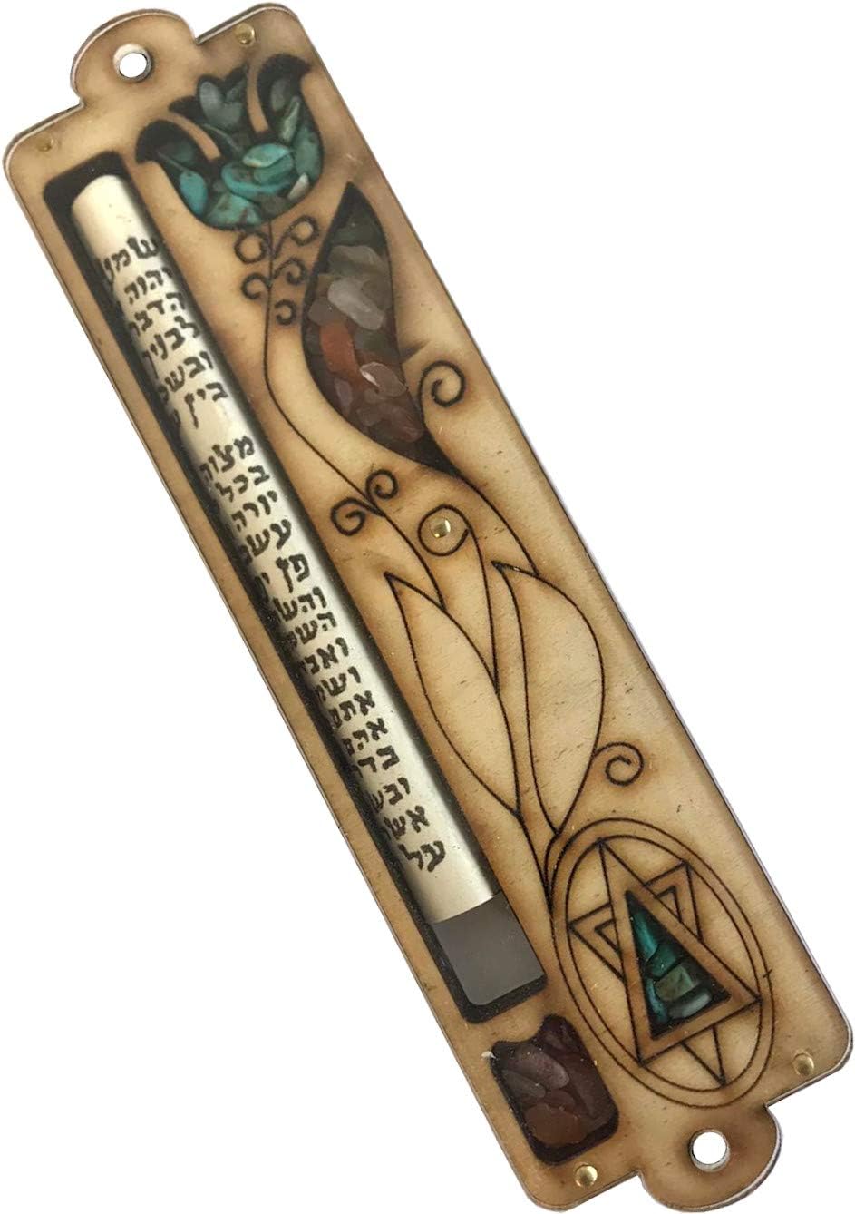 Mezuzah with Shema Scroll and Star of David Design