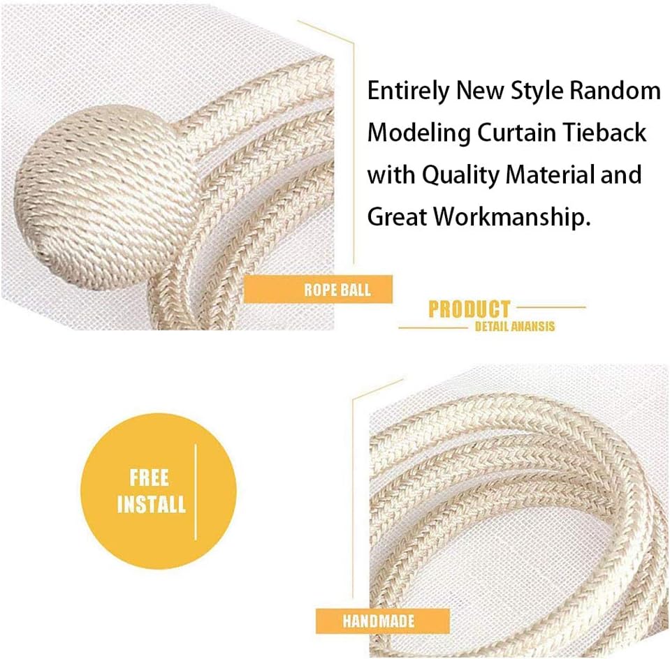 NYDECOR Beige Curtain Tiebacks 2 Pack Woven Rope Holdbacks