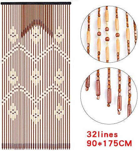 Eapmic 32 Line Bamboo Wood Beaded Curtain