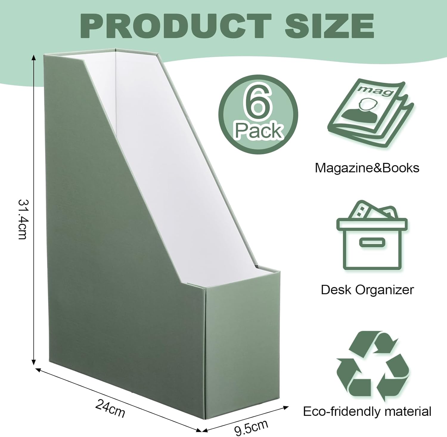 Feifeiya Magazine File Holder Set of 6 Sage Green