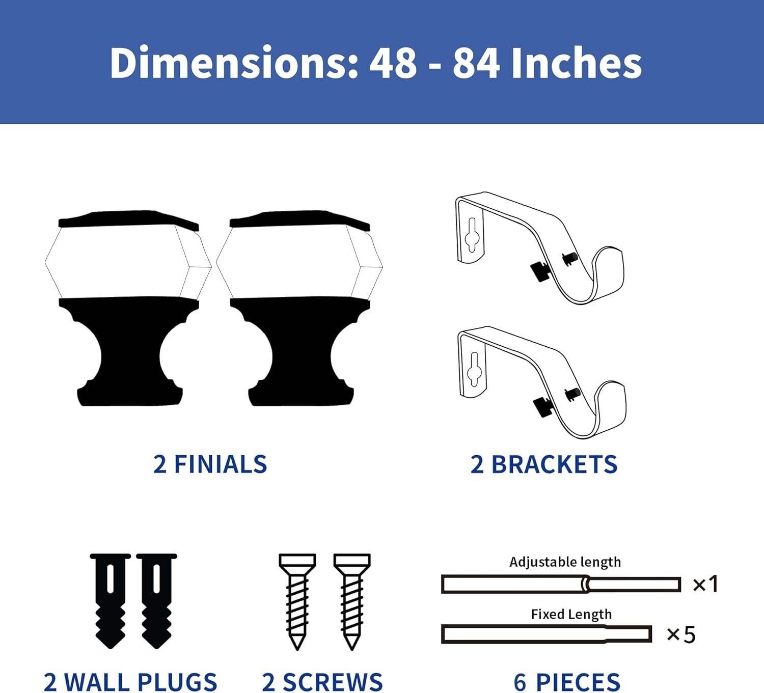 Sharpliving Bronze Adjustable Single Curtain Rod 48-84 Inch Long