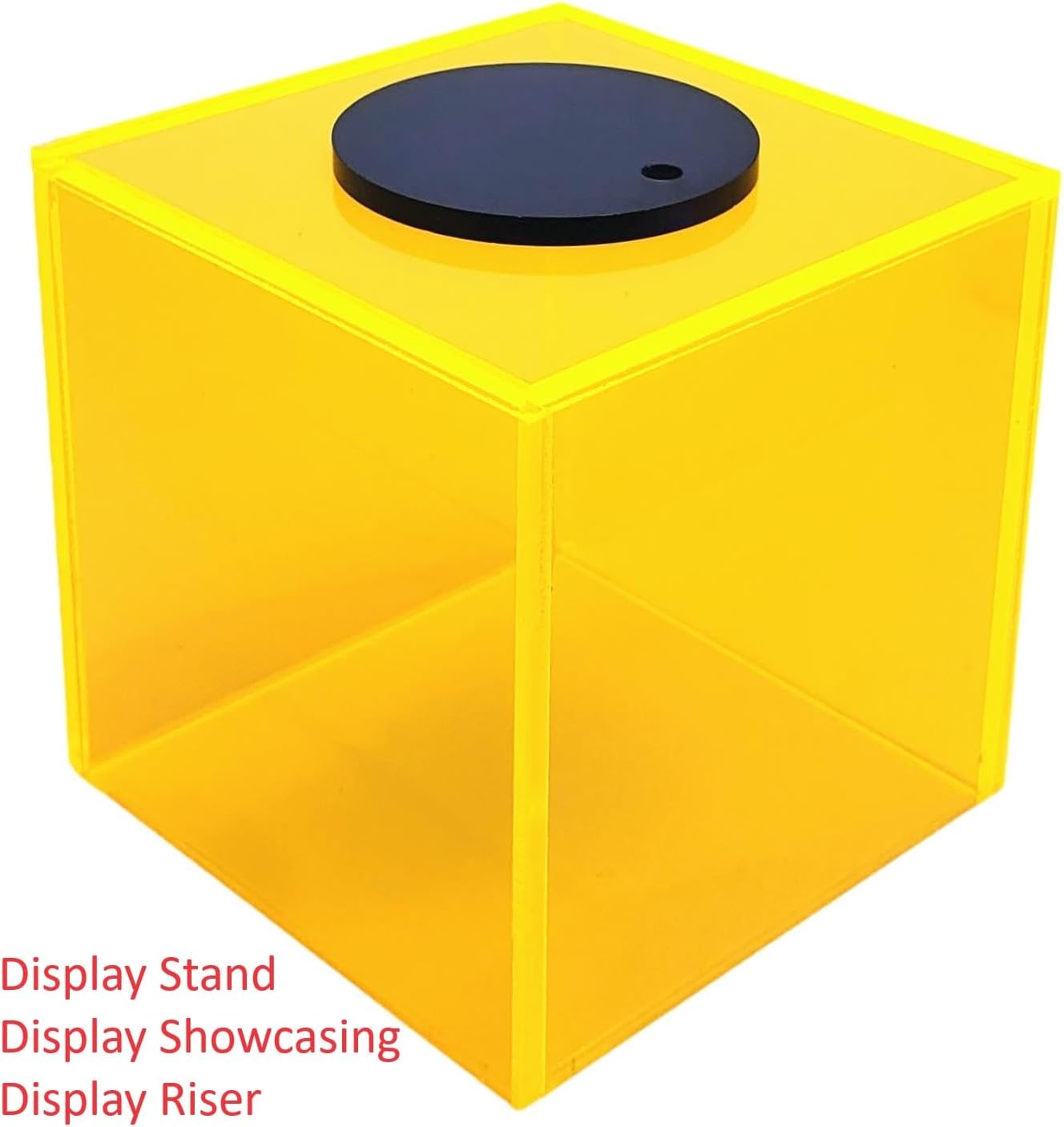 New 2x2x2 Acrylic Display Riser Box Cube Pedestal Stand Neon Yellow