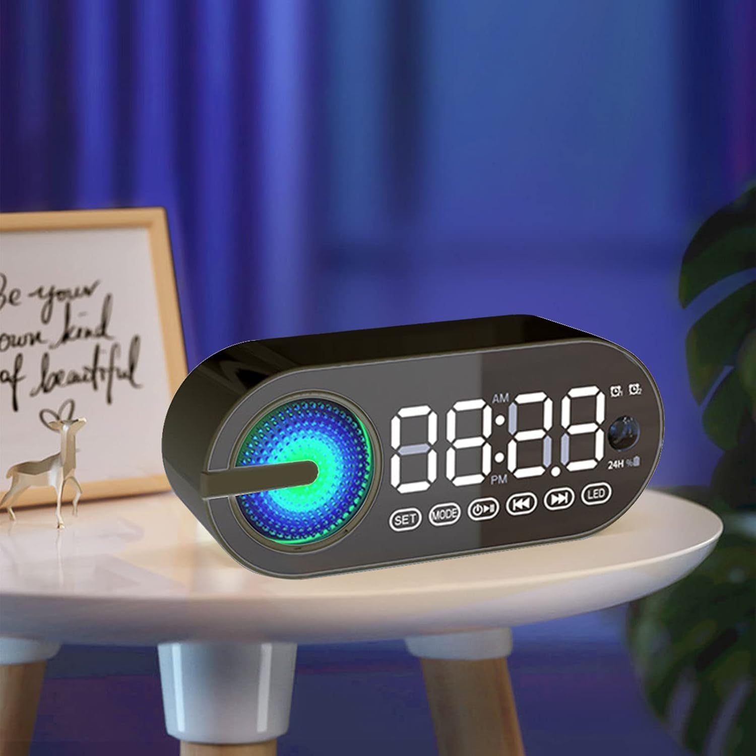 Bluetooth Speaker with Mirror Display and Dual Alarm Mode