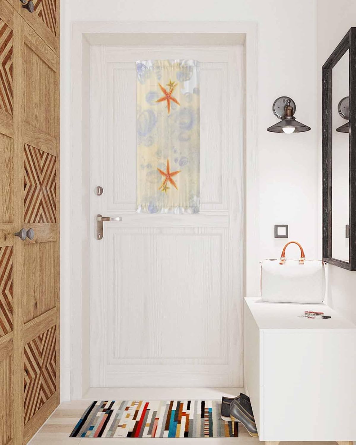 Ocean Life Front Door Curtain with Tiebacks 25x40