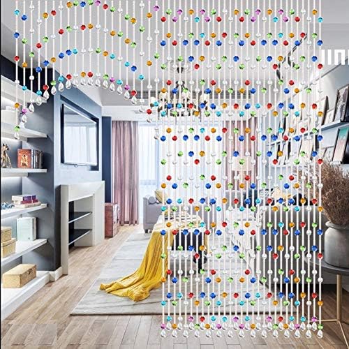 Etlegor Multicolor Crystal Beaded Curtain 21 Strands