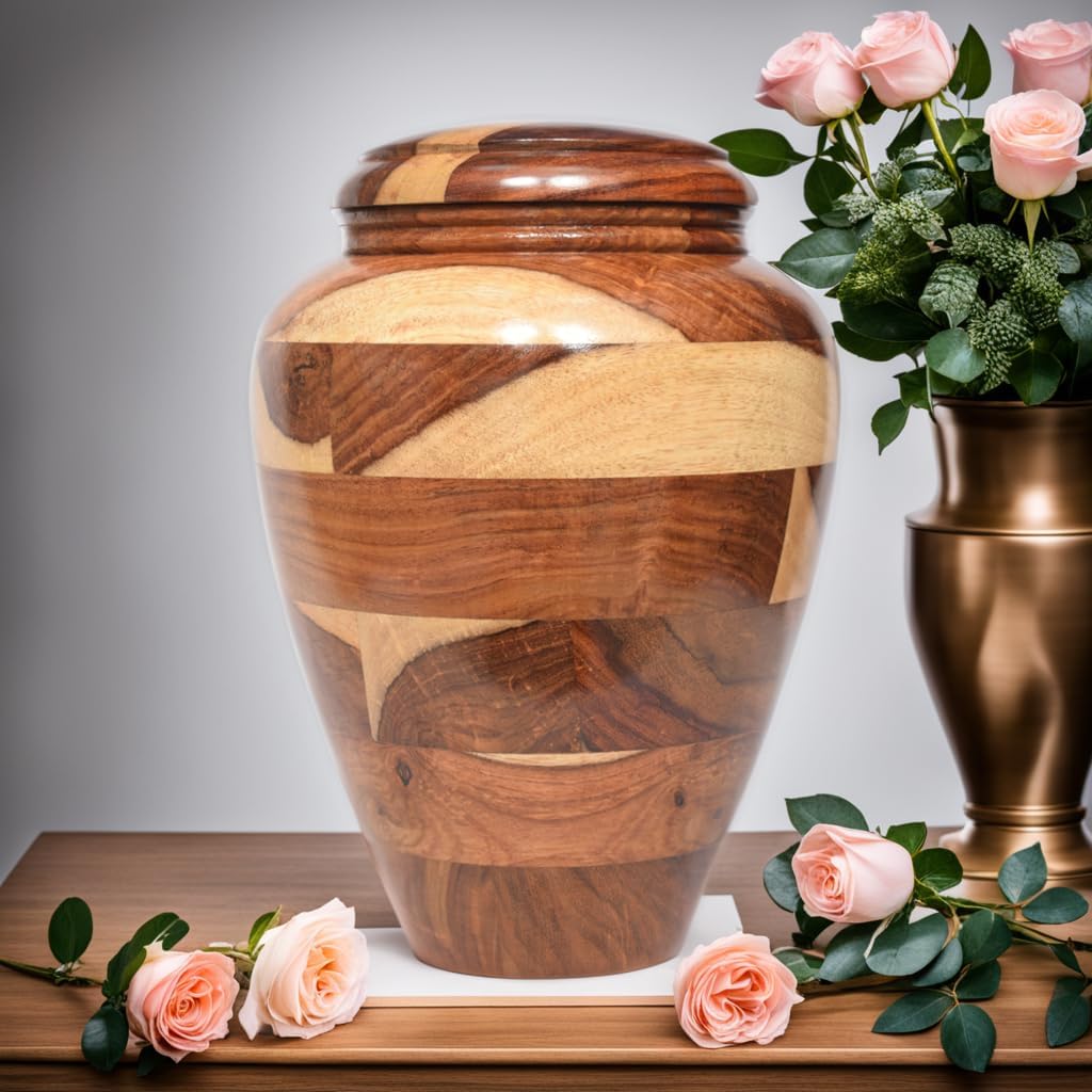 Small Wooden Cremation Urn - Handcrafted Memorial for Human and Pet Ashes