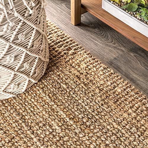 Jonathan Y NRF103A-2 Hand Woven Chunky Jute Rug with Fringe