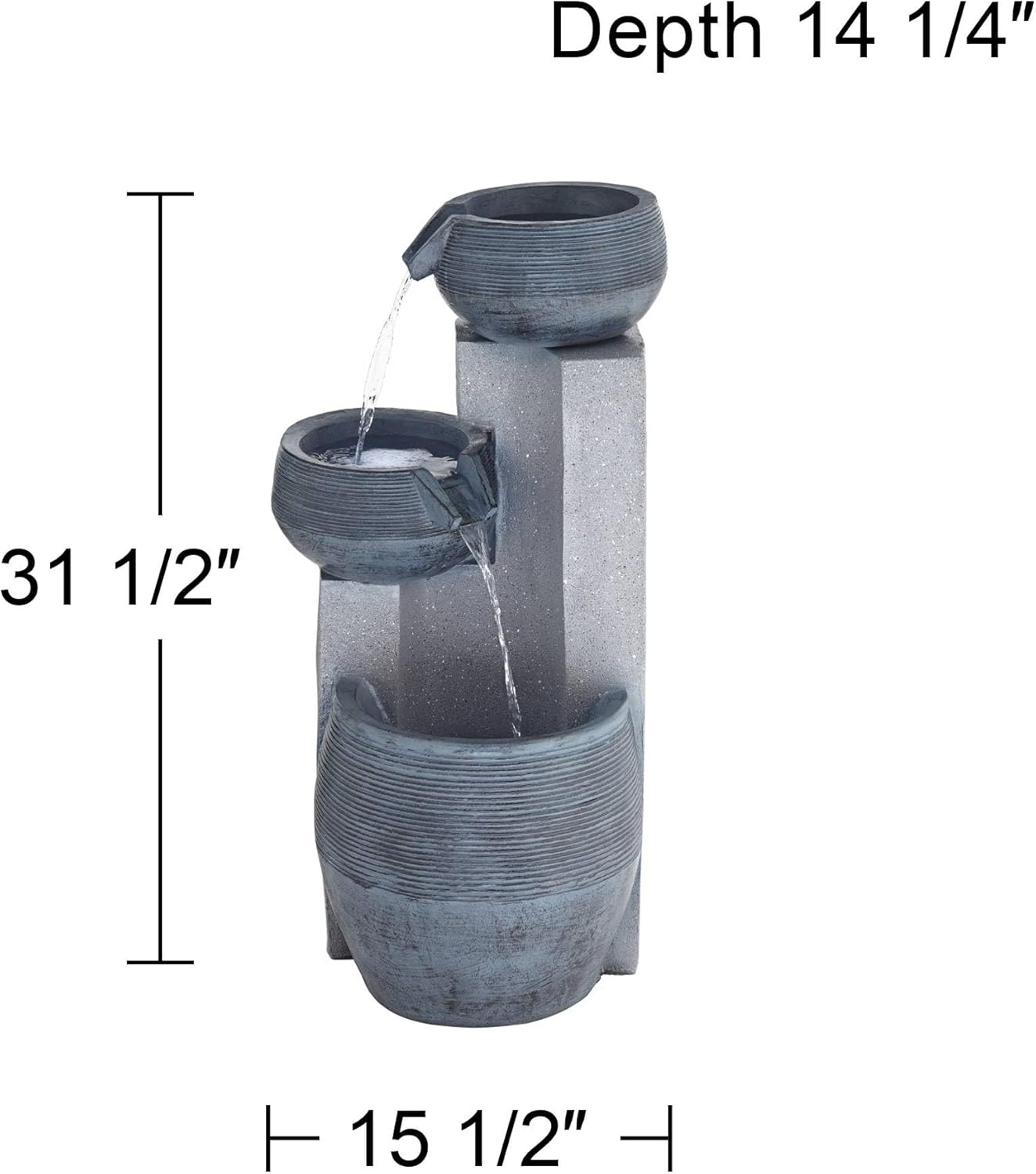 John Timberland Three Bowl Floor Standing Fountain with LED Light