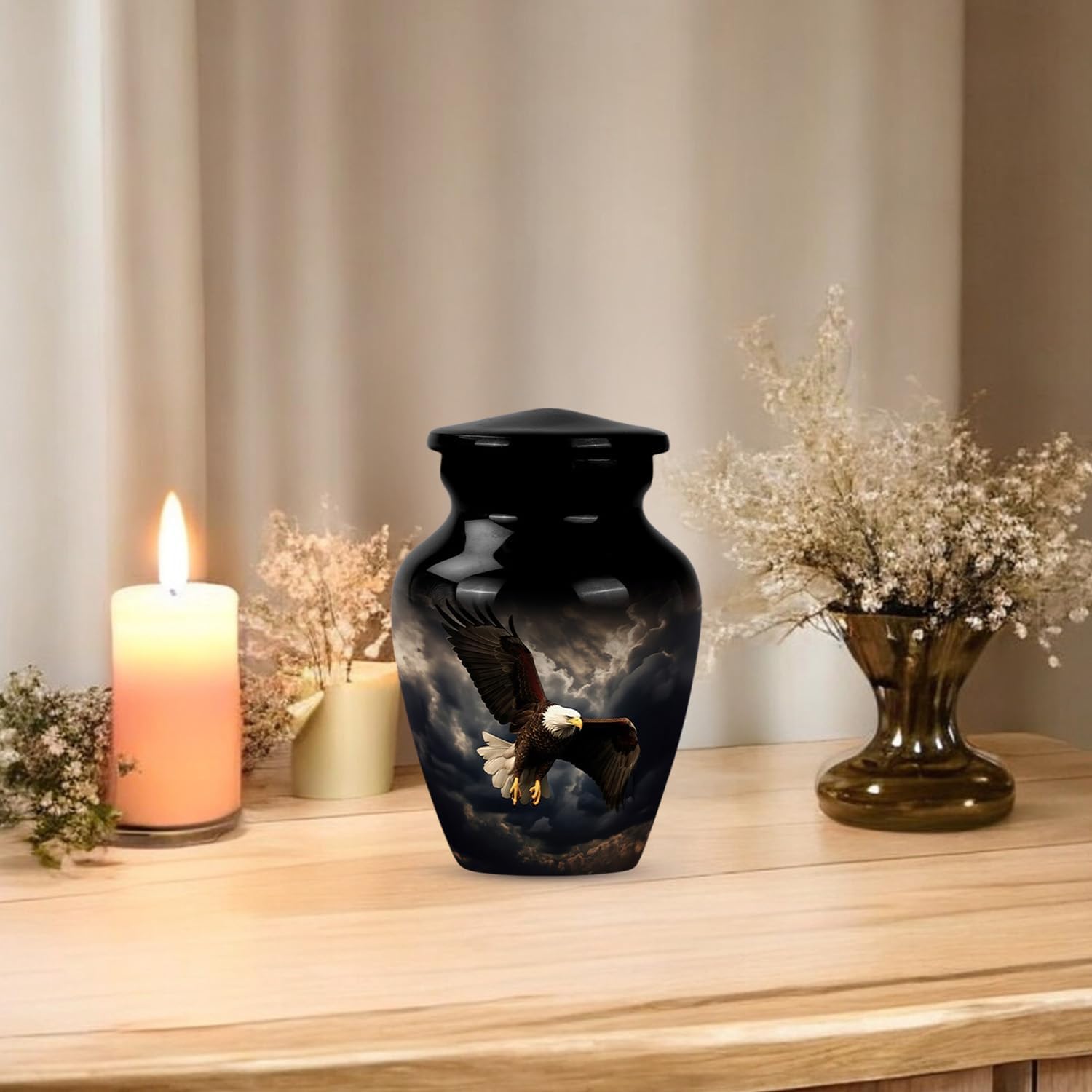 Black Eagle Cremation Urns for Human Ashes 3 Inch 4 Pcs