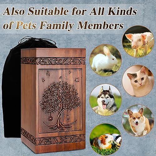 Handcrafted Wooden Cremation Urn with Velvet Bag
