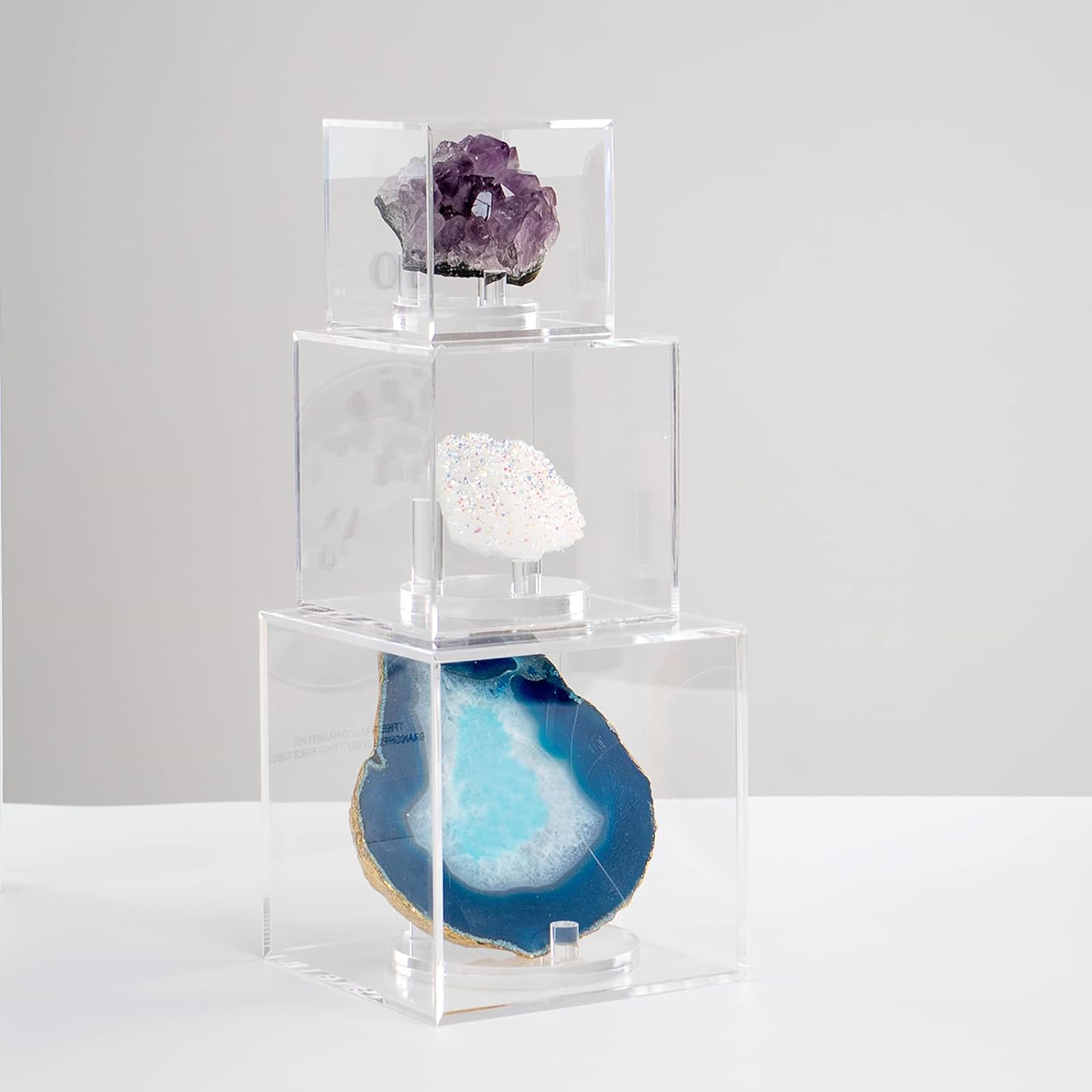 Clear Acrylic Mineral Geode Fossil Coral Display Box