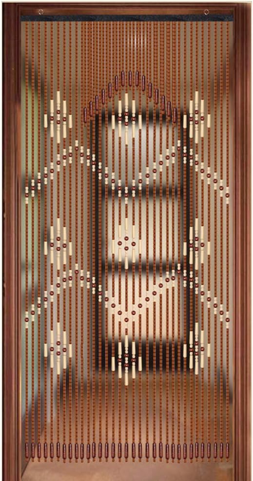 Wood Beaded Curtain 32 Lines Bohemian Door Divider Panel Coffee