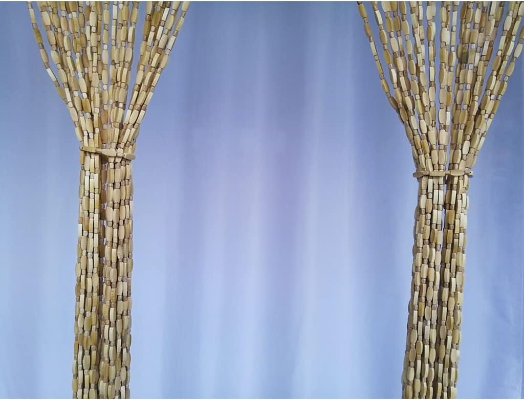 ZHOUXIAO Bamboo Wood Bead Curtain for Doorways and Room Dividers