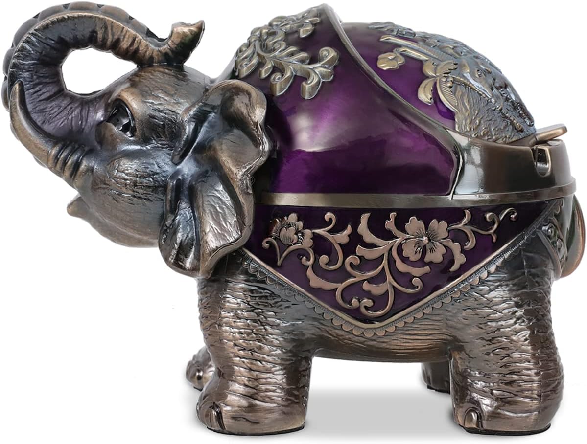 Gusnilo Elephant Ashtray with Lid - Purple