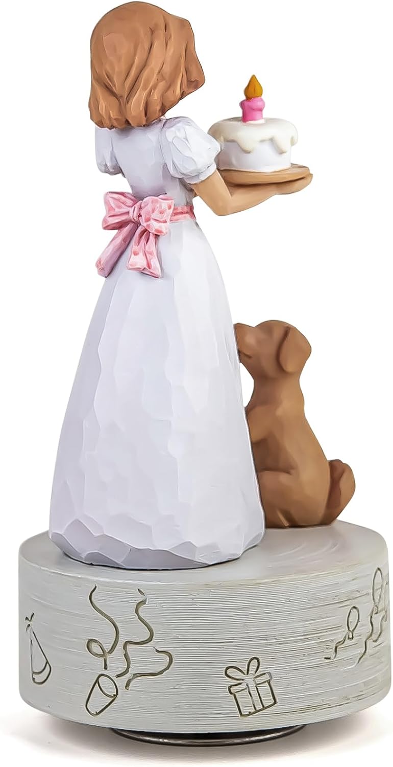 Happy Birthday Musical Box Figurine for Girls and Dogs