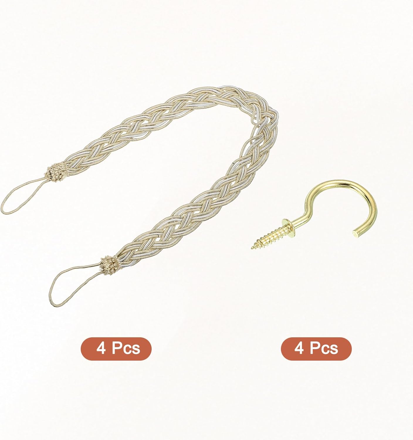 Uxcell 4Pcs Curtain Tiebacks Taupe 58cm Drapery Holdback