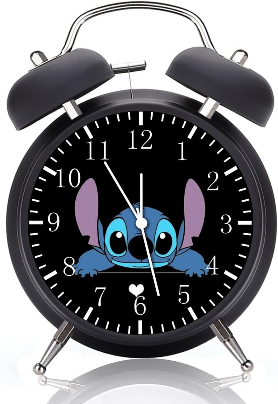 Twin Bell Stitch Alarm Desk Clock with Night Light