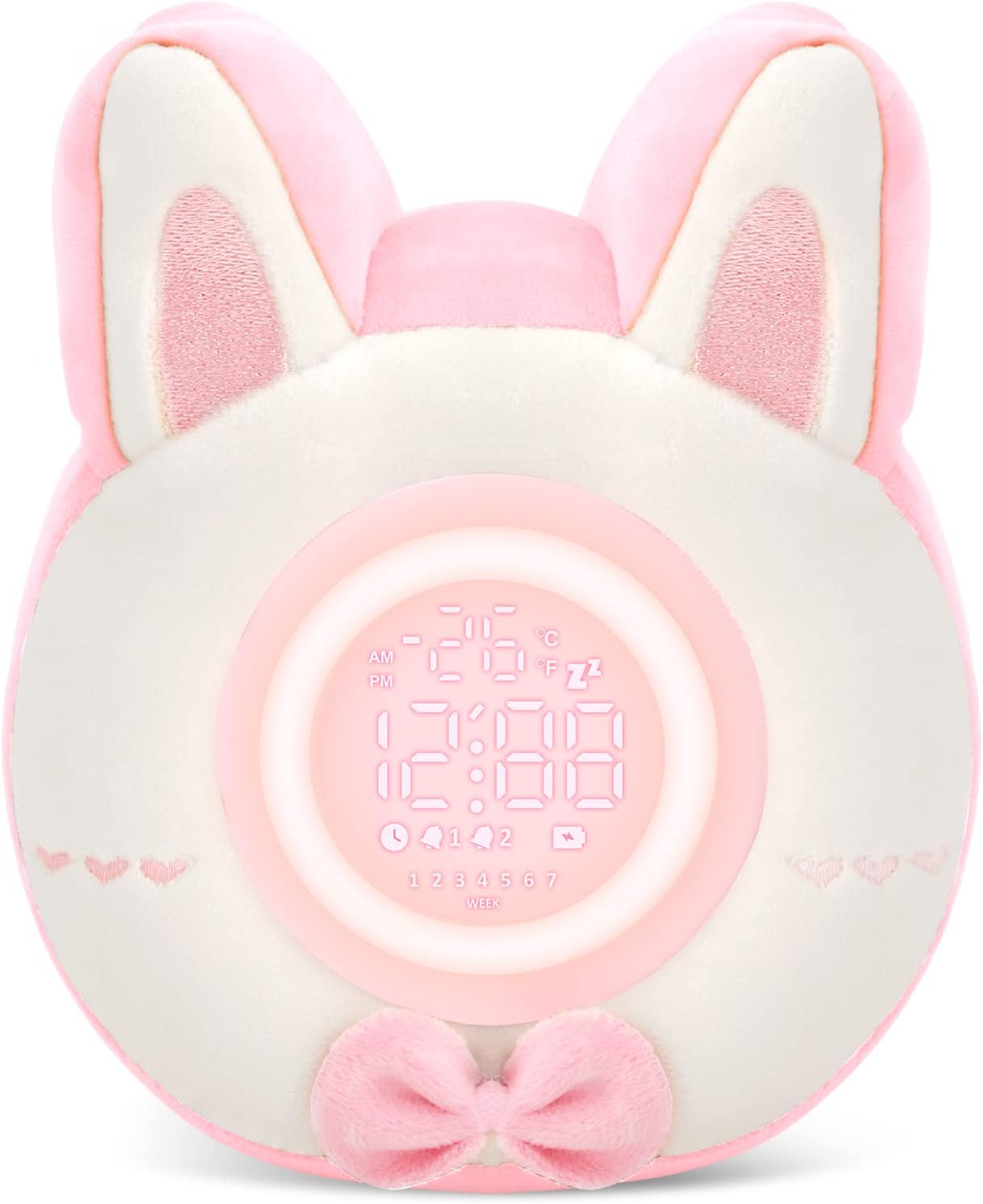Qanyi Bunny Plush Alarm Clock Night Light