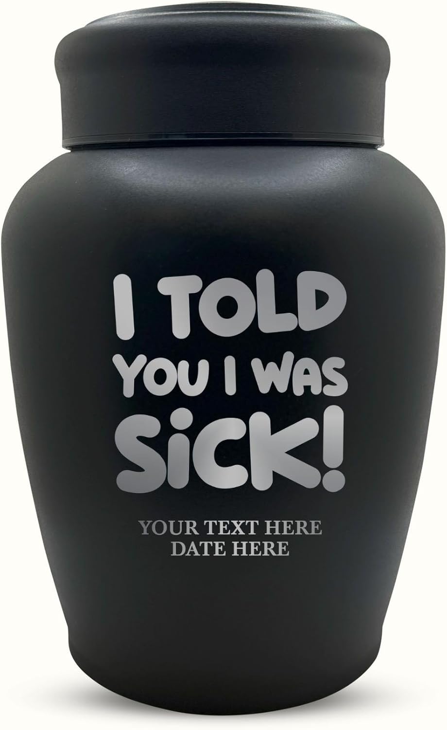 Personalized Cremation Urn with Dark Humor Design and Name