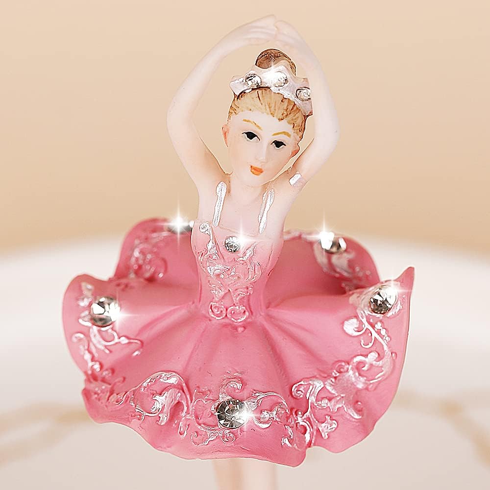 Molchagar Ballerina Rotating Music Box Figurine Pink