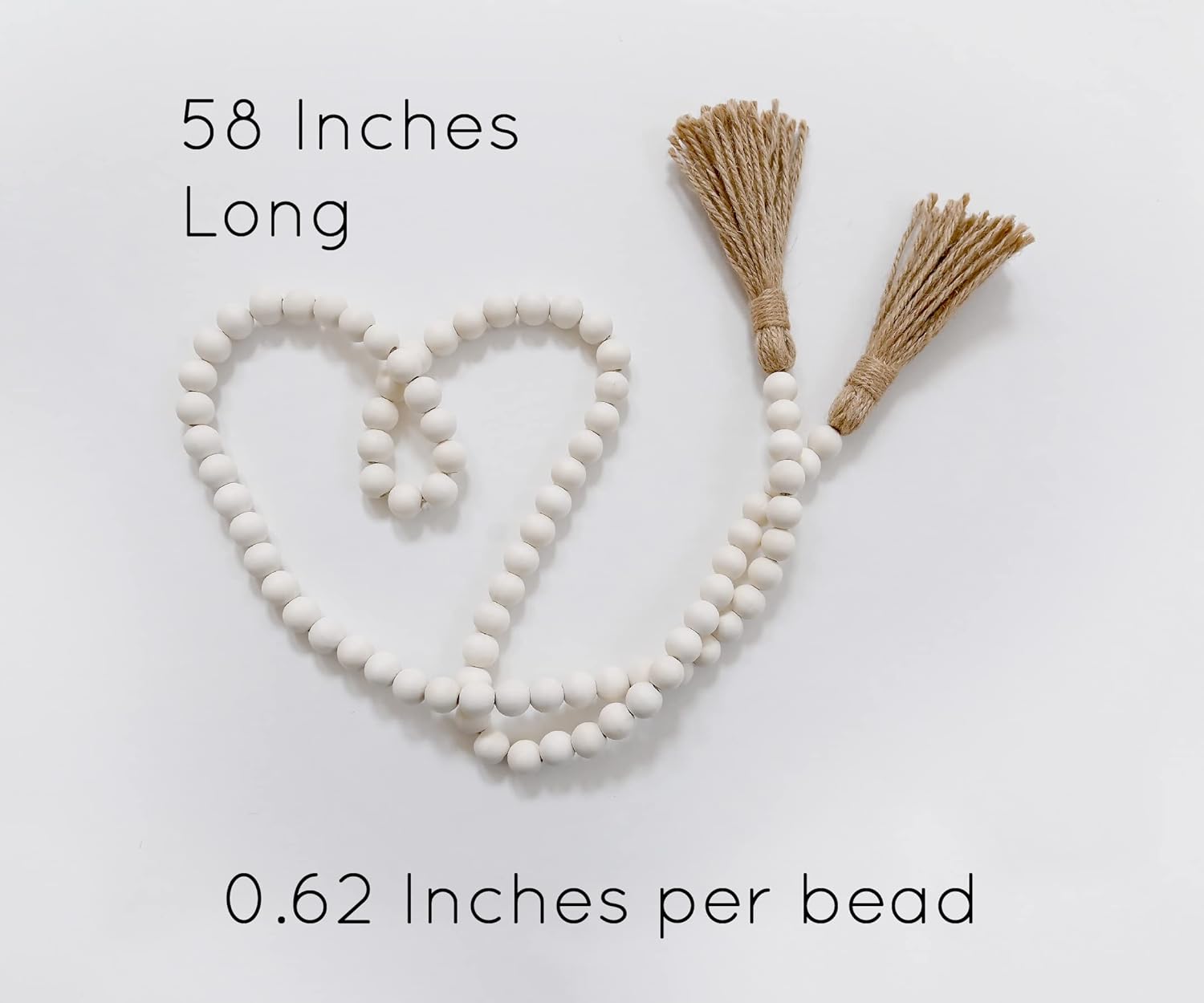 Rool 58in Wood Bead Garland with Tassels Natural