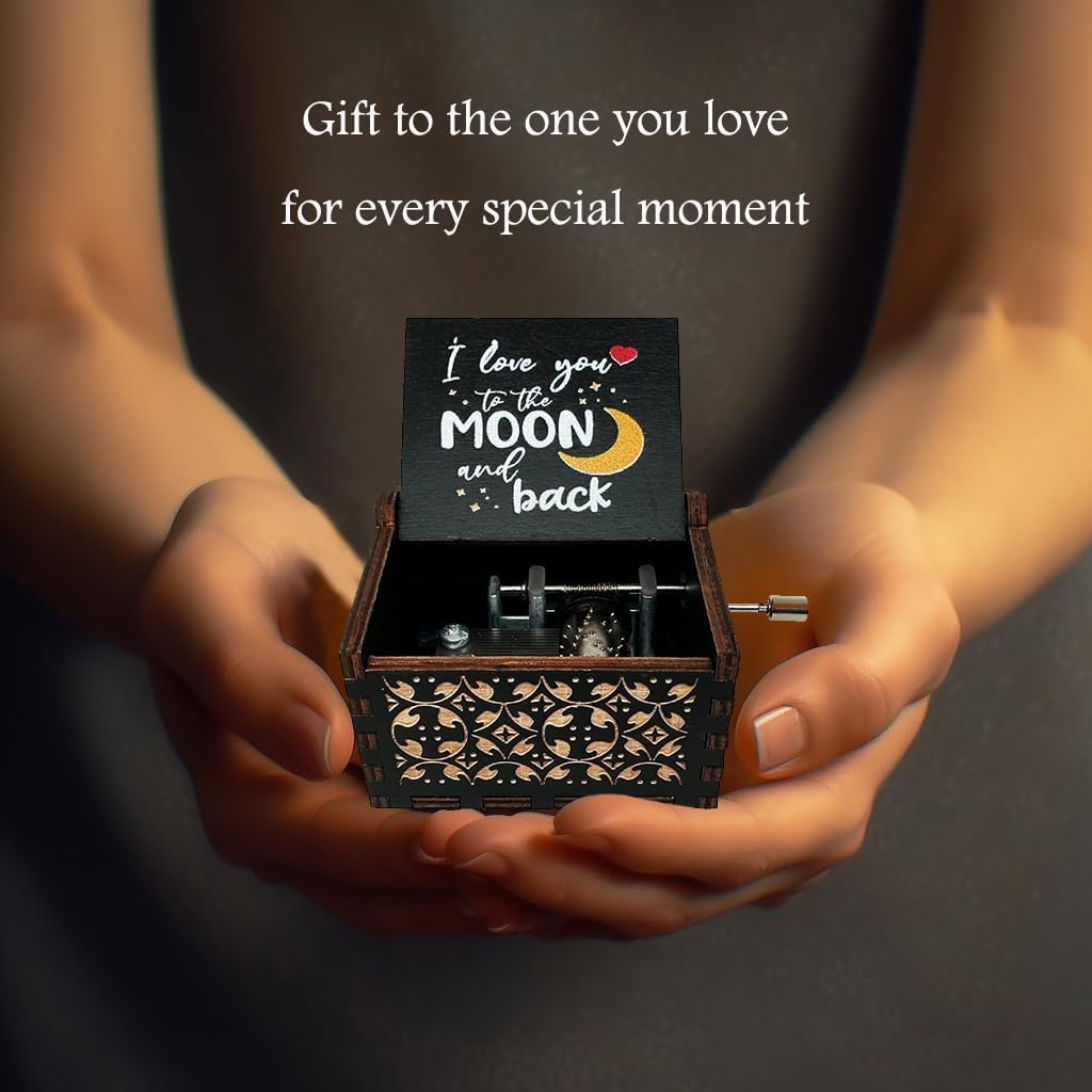 Youre My Sunshine Wood Music Box Antique Engraved Romantic Gift for Lover