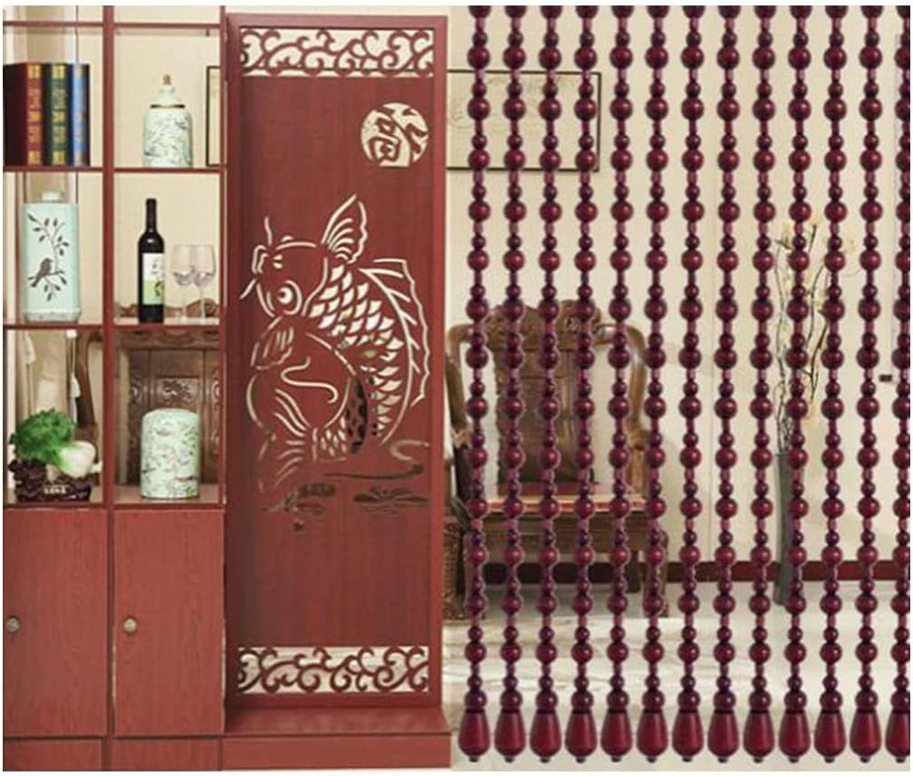 ZHOUXIAO 31 Strands Bamboo Wood Bead Curtain for Doorways