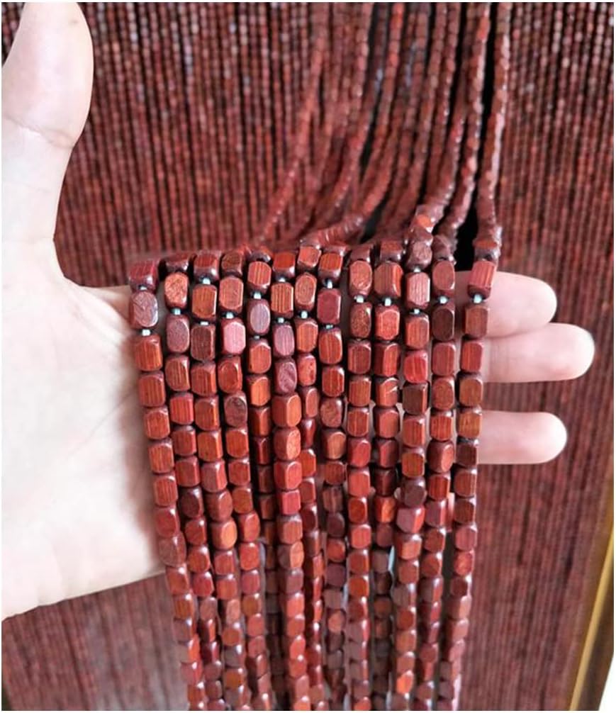 ZHOUXIAO 90 Strands Handmade Wood Beaded Curtain with Rods