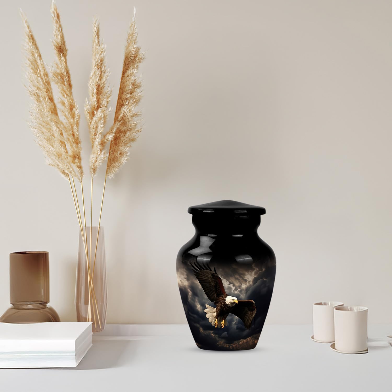 Black Eagle Cremation Urns for Human Ashes 3 Inch 4 Pcs