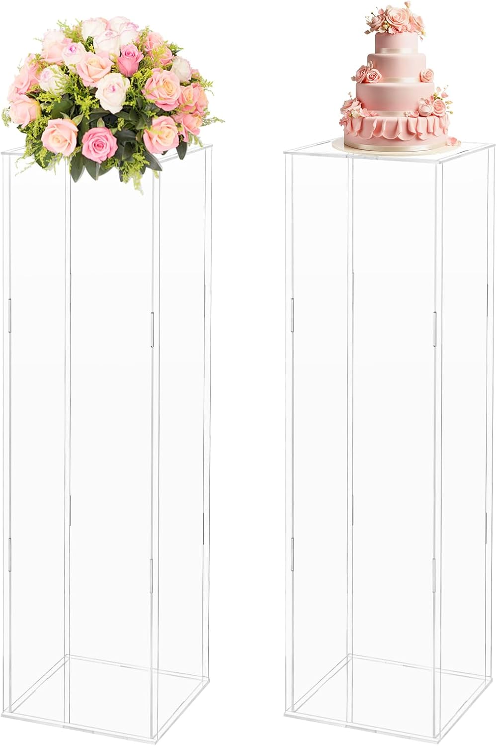 2PCS Clear Acrylic Cube Pedestal Display Stand